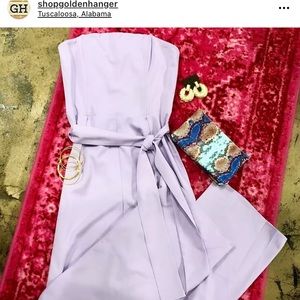 Lilac Strapless wide leg jump suit